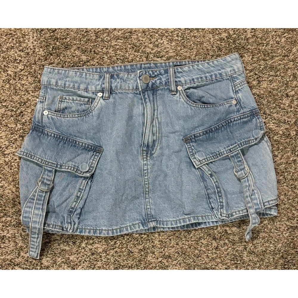 BLANKNYC Denim Cargo Mini Skirt Light Wash Y2K Blue 12800944 Womens Size 28